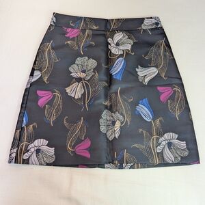 Ann Taylor Blue Floral A-Line Skirt